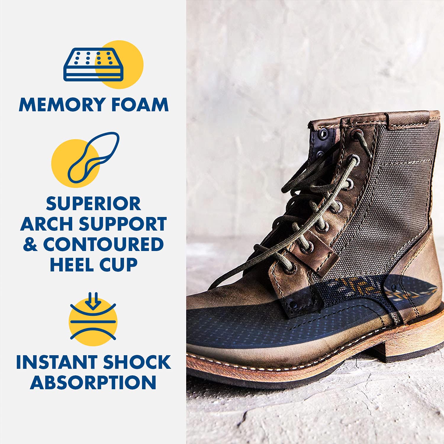 Arm & Hammer work insoles fit boots and sneakers for all-day wear.