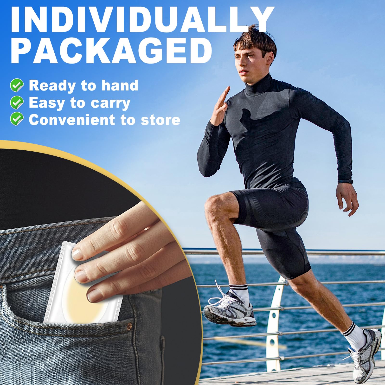 Arme empaque individual de 50 unidades para bolso o gimnasio.