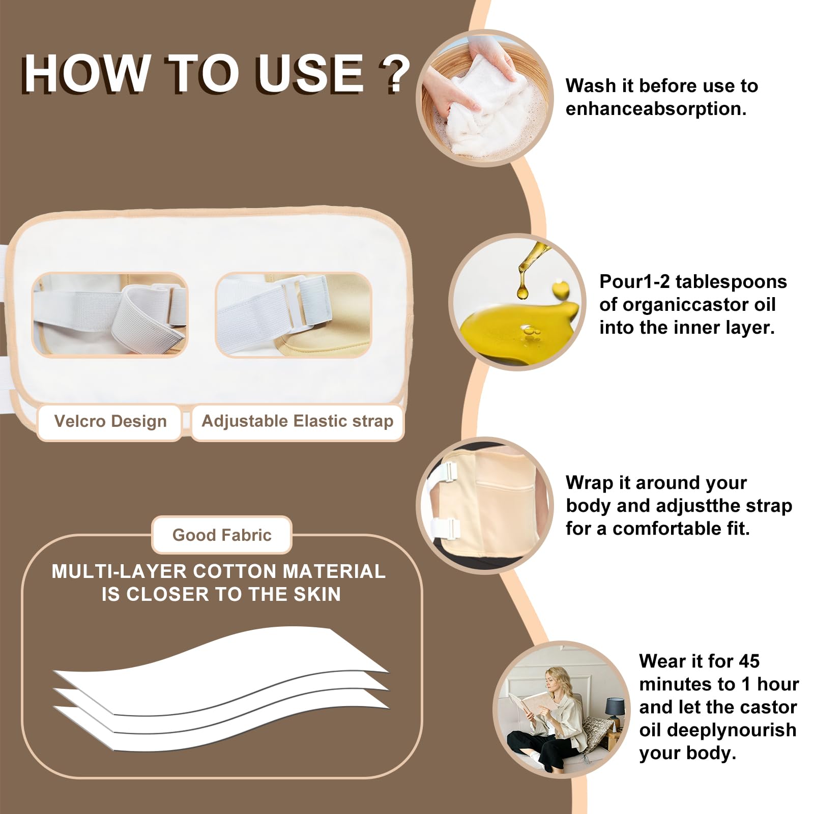 ARMINACO Castor Oil Pack Wrap right breast pack offers chest-area support