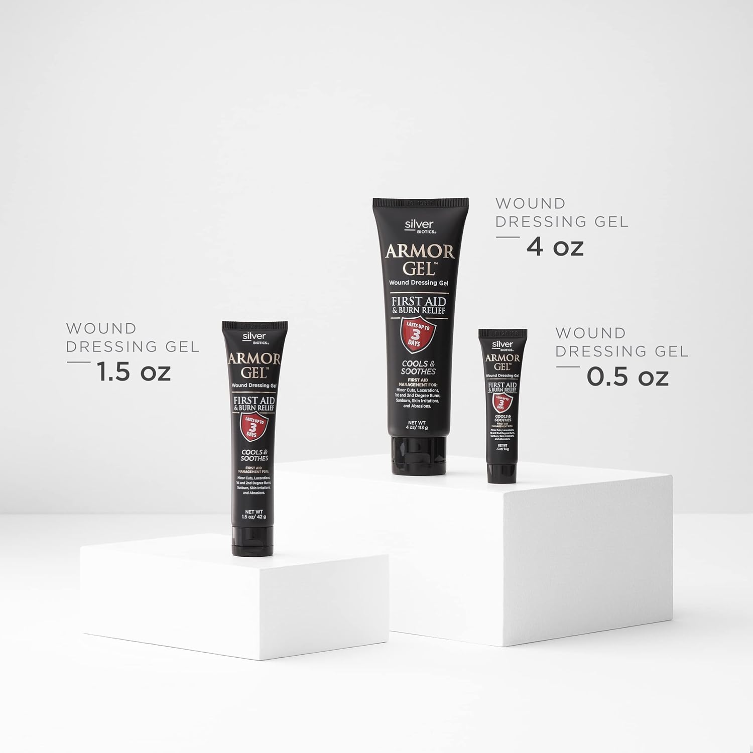 Armor Gel texture close-up shows clear, soothing consistency.