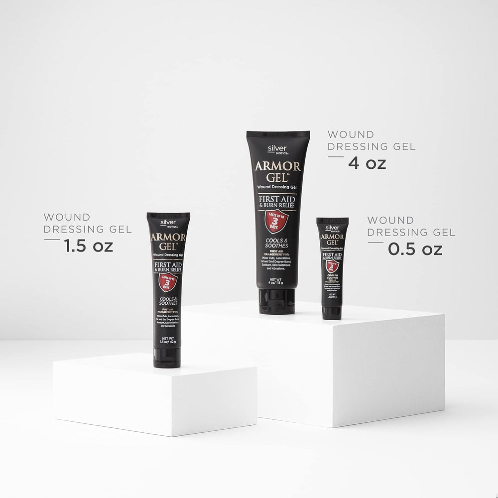 Armor Gel texture close-up shows clear, soothing consistency.