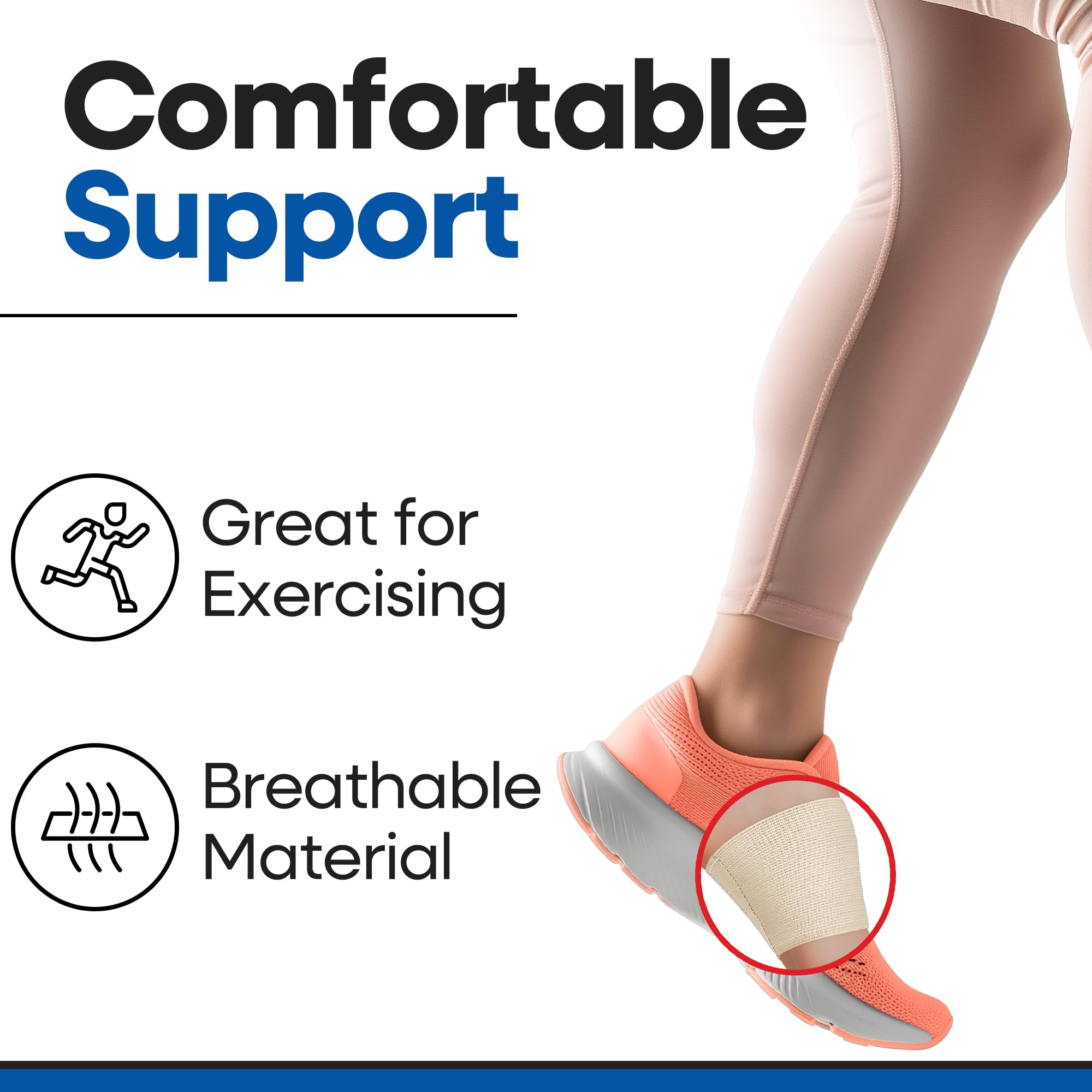 Armstrong America arch band under sock provides discreet support during daily activities.