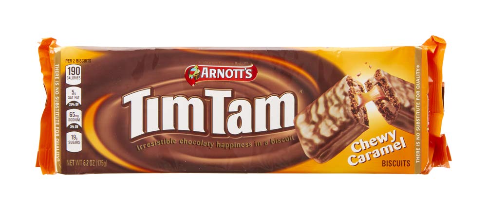 Arnott's Tim Tam Chewy Caramel with chocolate coating, perfect for a snack or dessert pairing