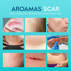 Aroamas Scar Gel being applied to skin for scar appearance improvement