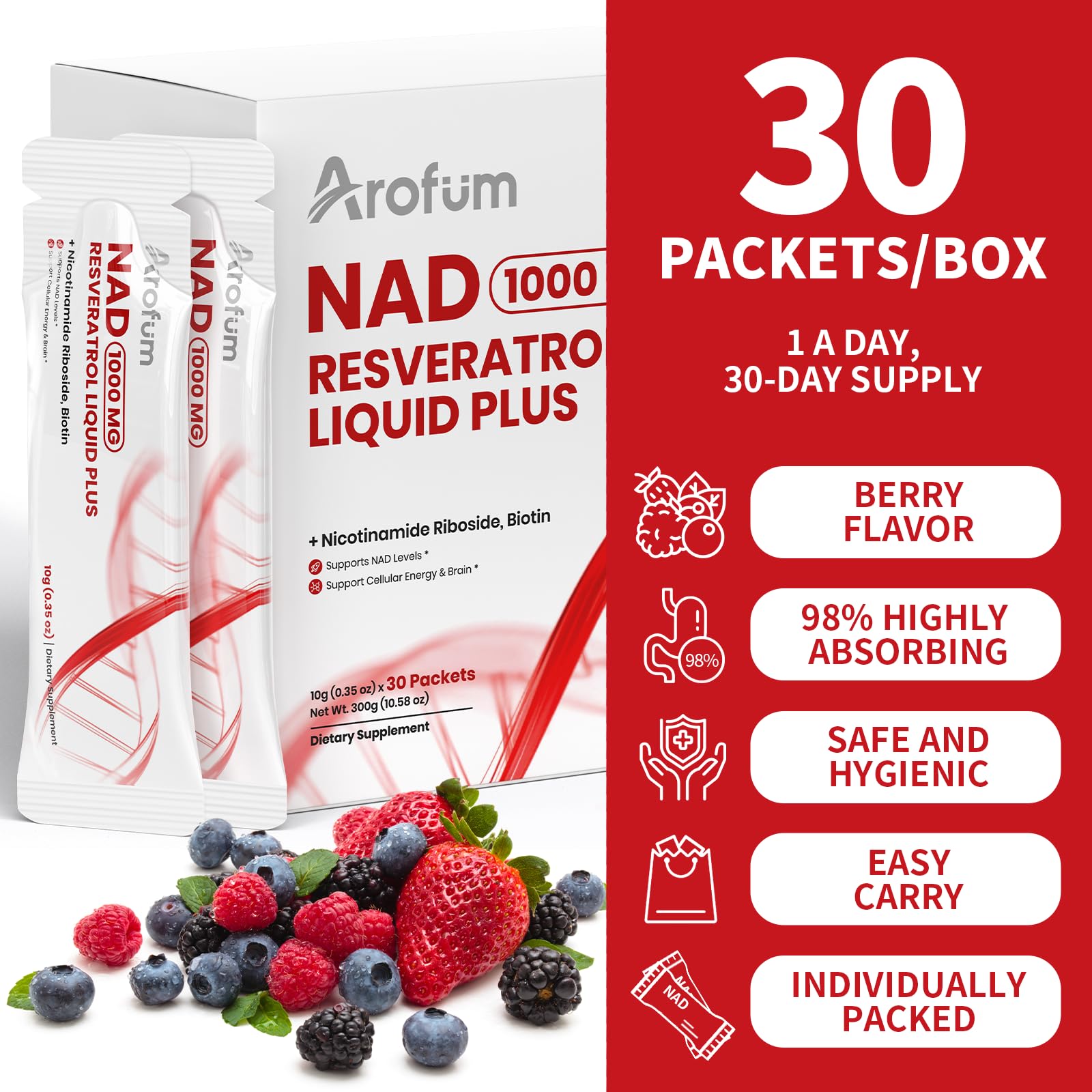 Arofum NAD on-the-go use fits busy, active lifestyles.