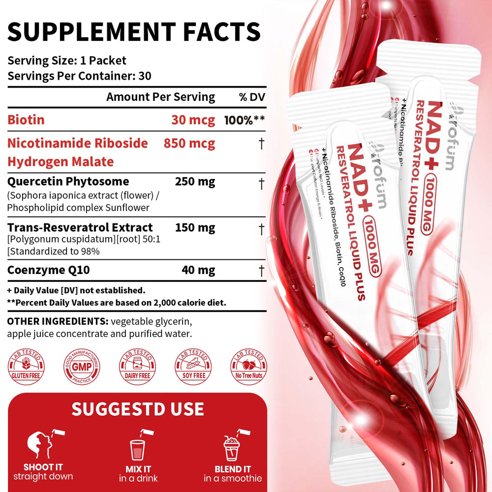 Arofum NAD packets collection highlights portable, convenient energy support.