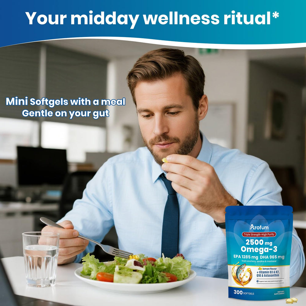 Arofum Omega-3 GMP-certified label signaling quality and purity.