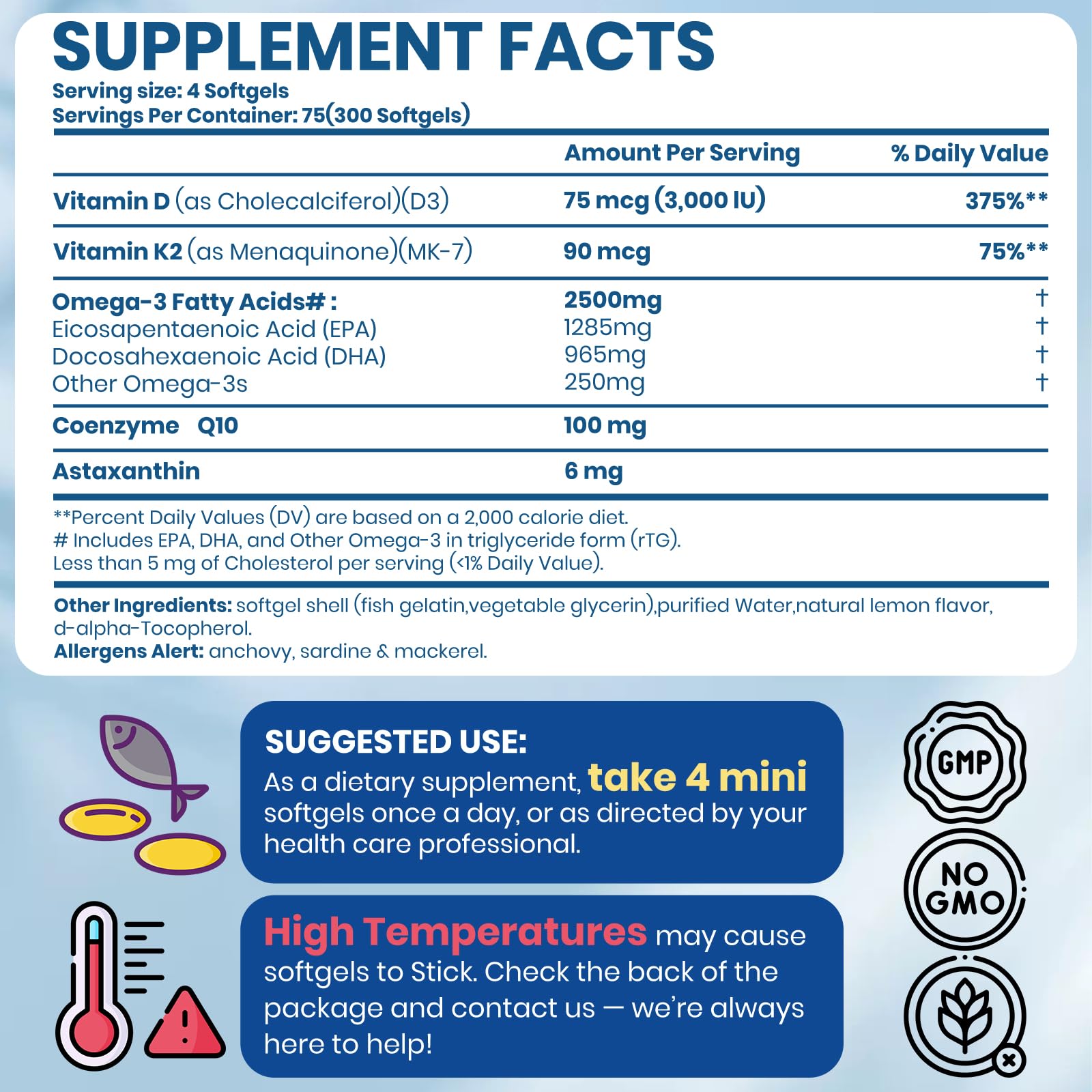 Arofum Omega-3 softgels being poured for easy daily intake and lemon flavor.