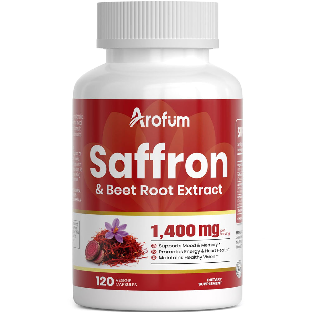 Arofum saffron extract bottle for daily mood and focus support.