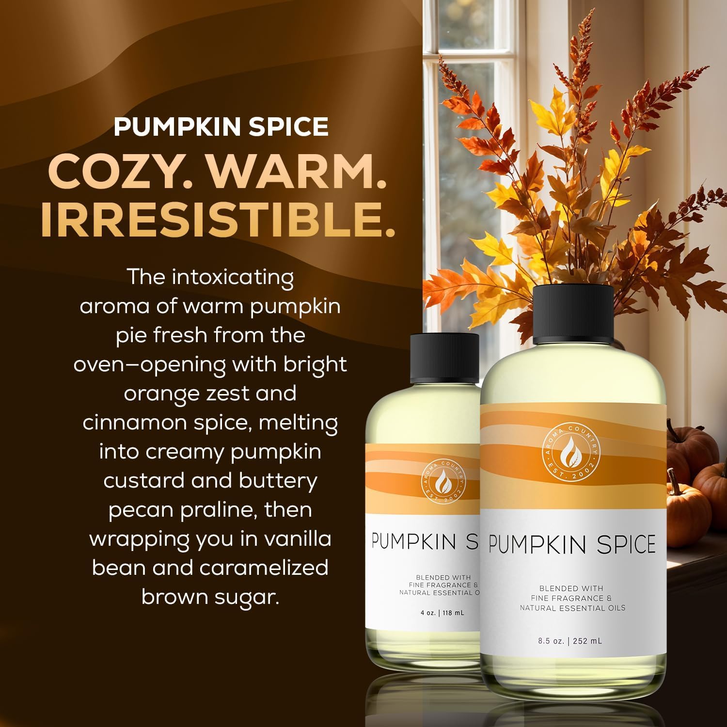 AROMA COUNTRY Pumpkin Spice diffuser oil drops bringing warm aroma to space