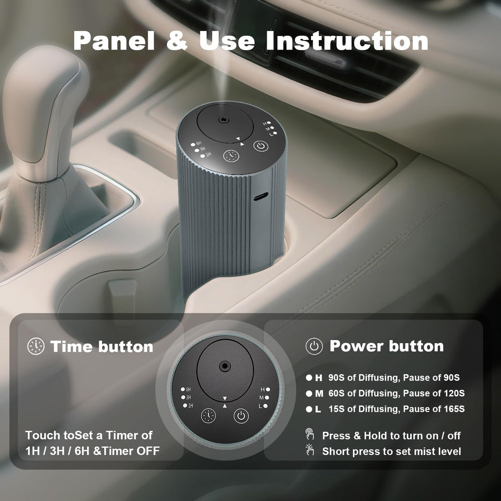 Aroma Diary waterless diffuser in car, portable for on-the-go aromatherapy