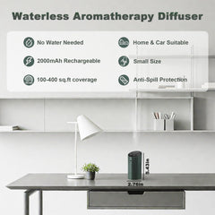 Aroma Diary waterless diffuser top view highlighting portable design for travel