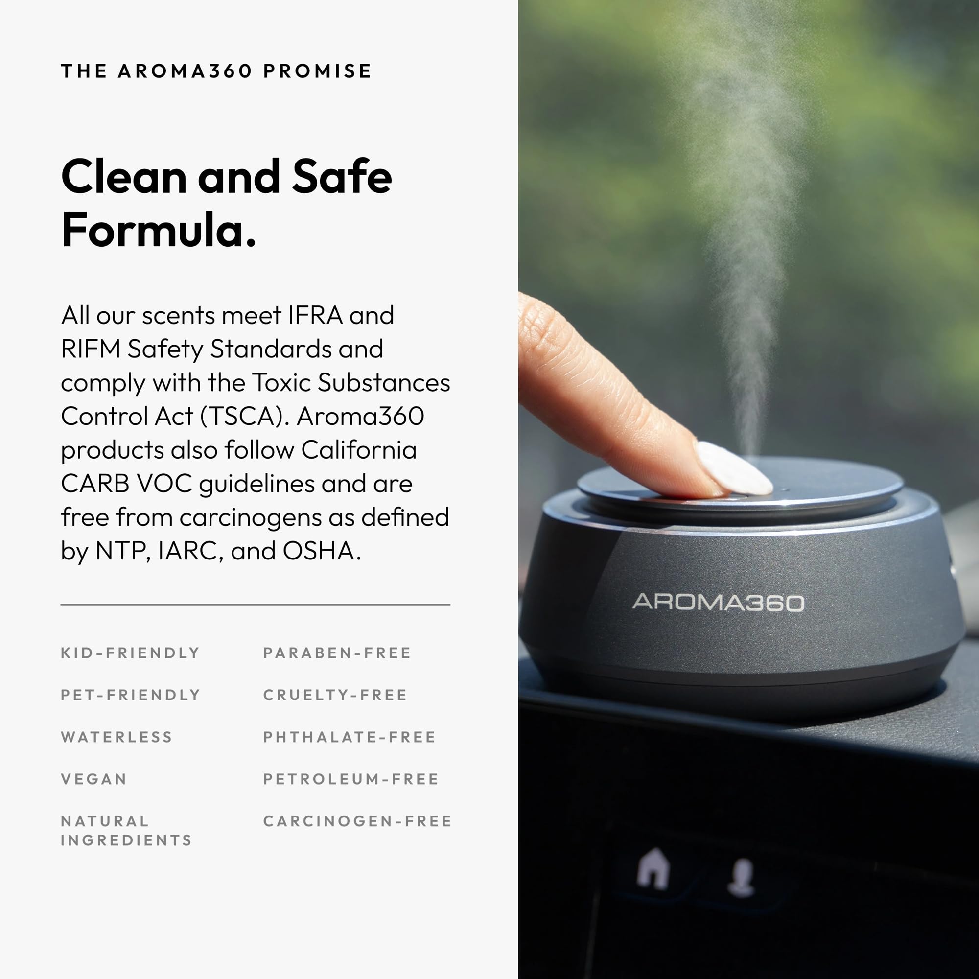 A Aroma360 in-car ambience demo illustrating relaxing cabin fragrance.