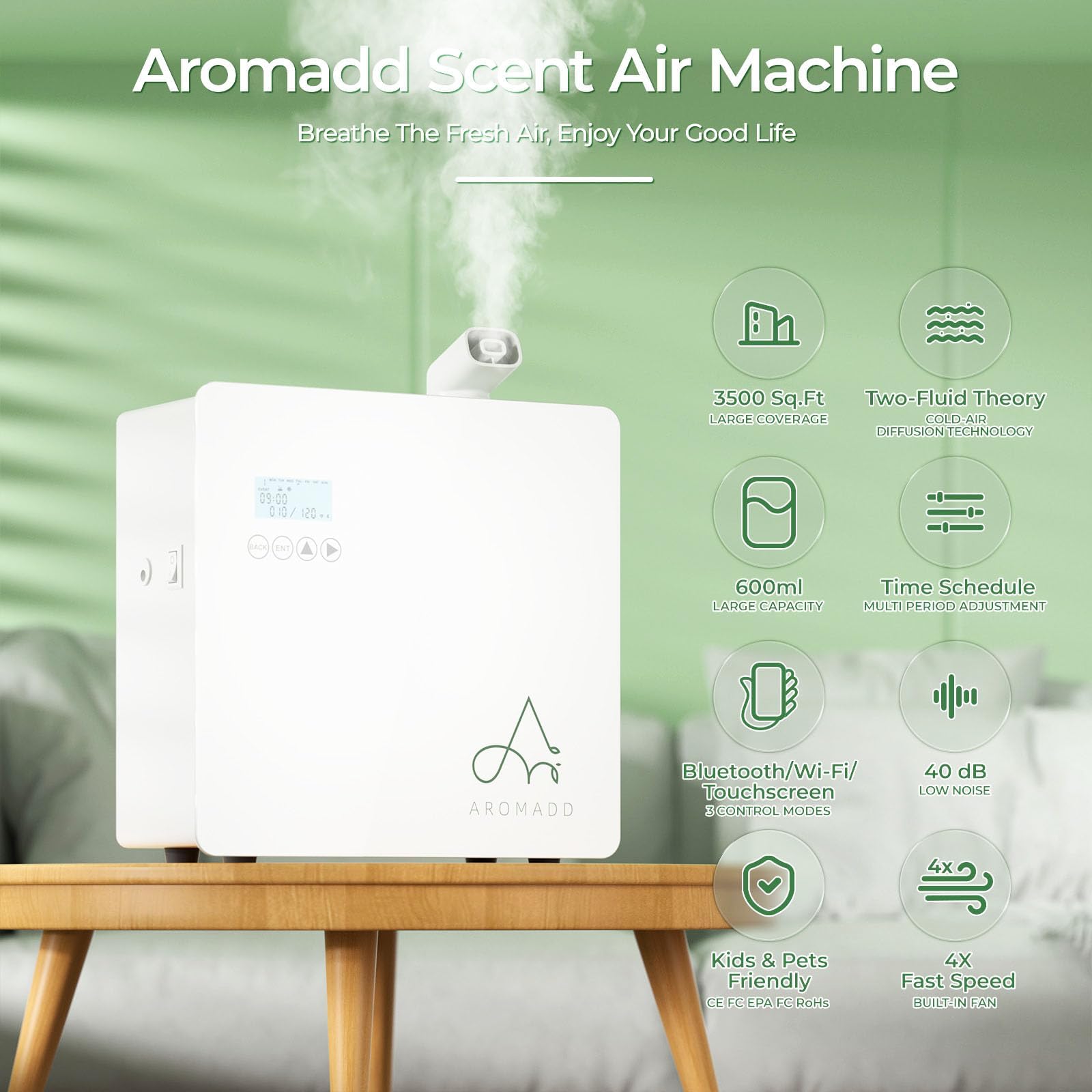 Aromadd HVAC integration with wall-mount setup for even diffusion