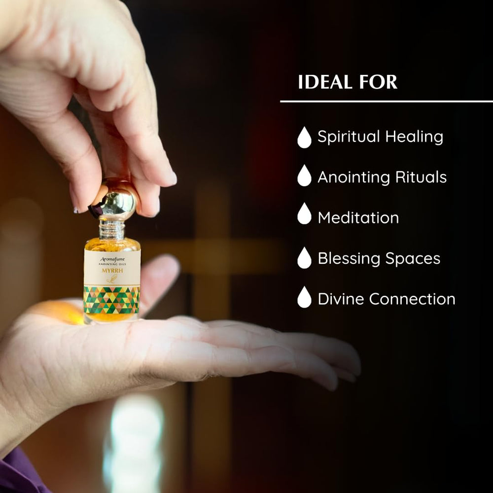 Aromafume Myrrh Anointing Oil used in prayer and blessing.