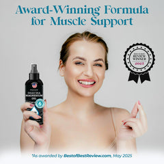 Close-up of Aromasong magnesium spray absorbing quickly into skin.