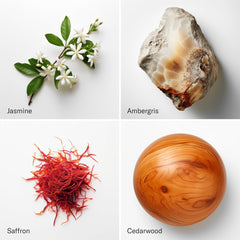 AromaTech Love Affair jasmine saffron bottle highlights luxurious, memorable fragrance.