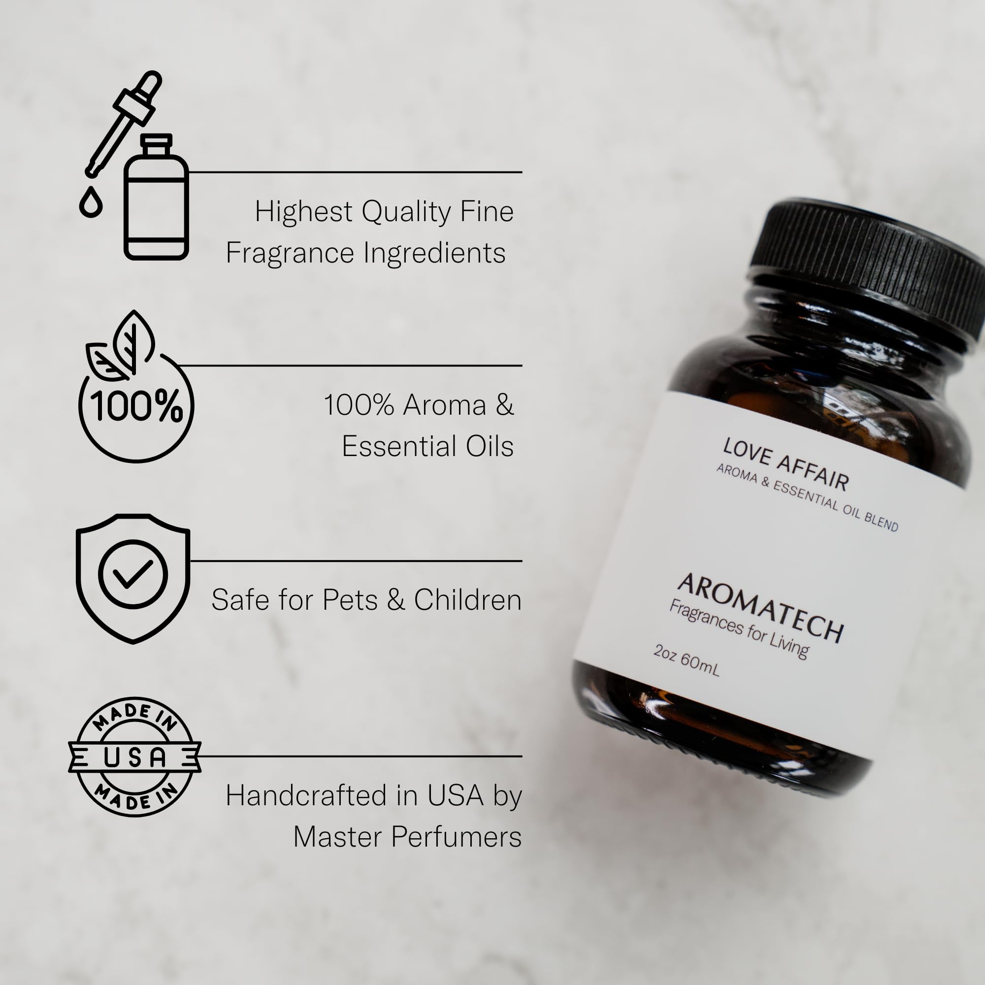 AromaTech Love Affair showcases jasmine and saffron notes for a luxurious mood.