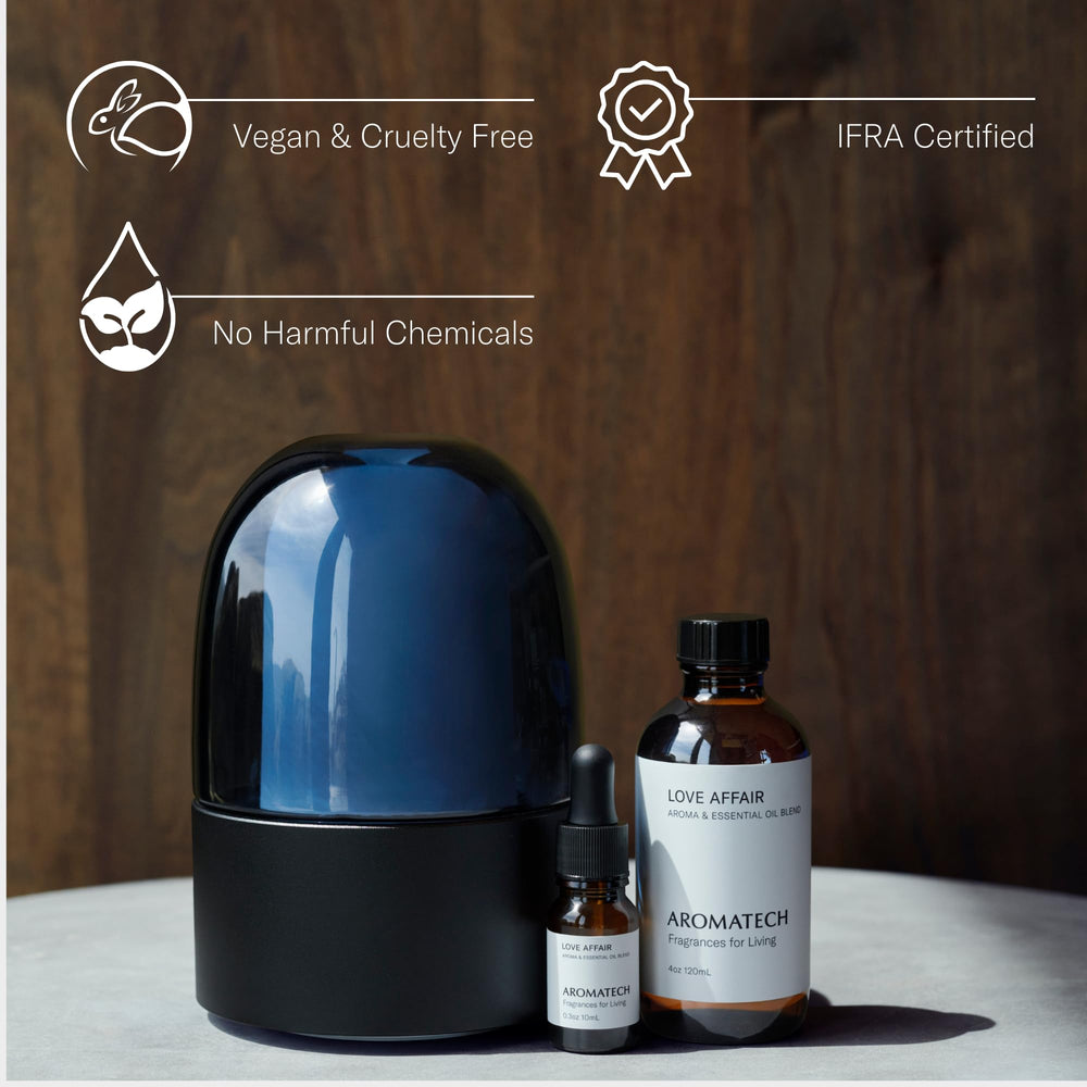 Made in USA label on AromaTech Love Affair bottle