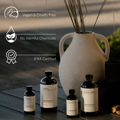 AromaTech Palo Santo & Amber diffuser setup in a calm workspace for focus.