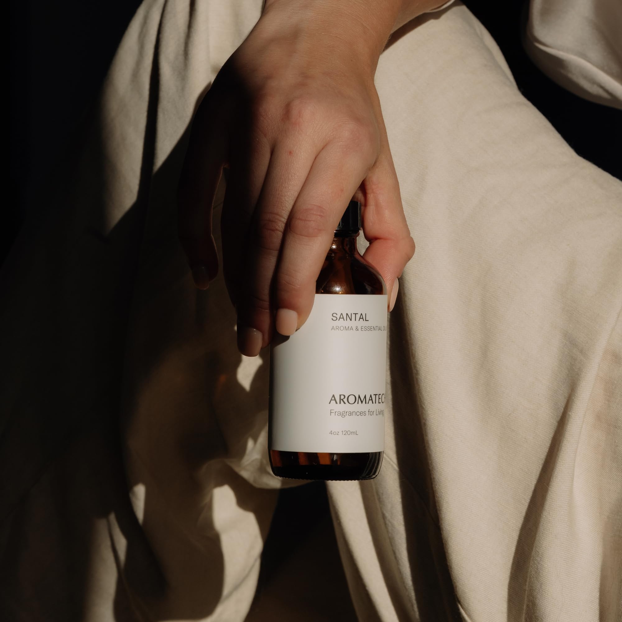 AromaTech Santal luxury home fragrance in a premium diffuser scene
