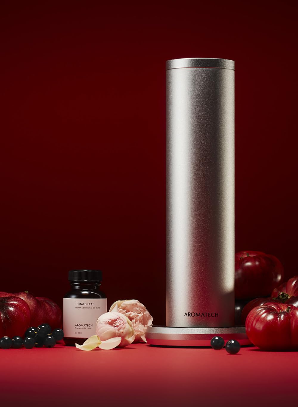 AromaTech Tomato Leaf oil drops near diffuser for fresh air