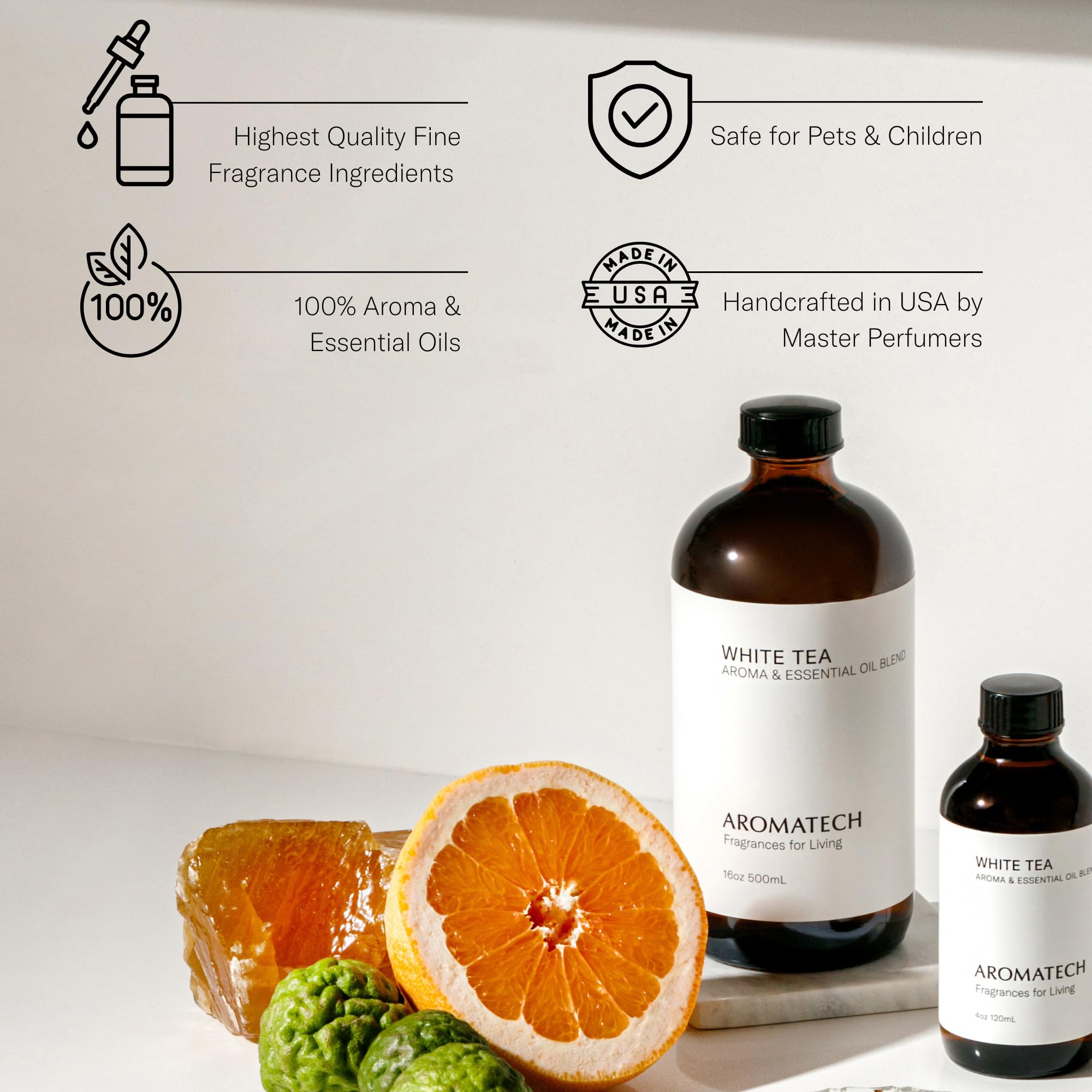 Aromatech White Tea top notes emphasize fresh citrus and gentle sweetness
