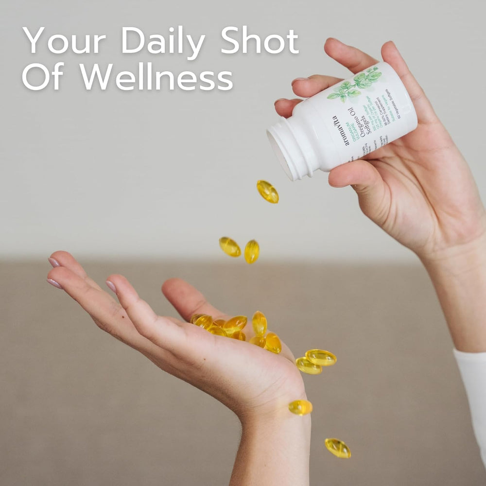 AROMAVITA vegan softgels provide plant-based, easy-to-swallow oregano oil.