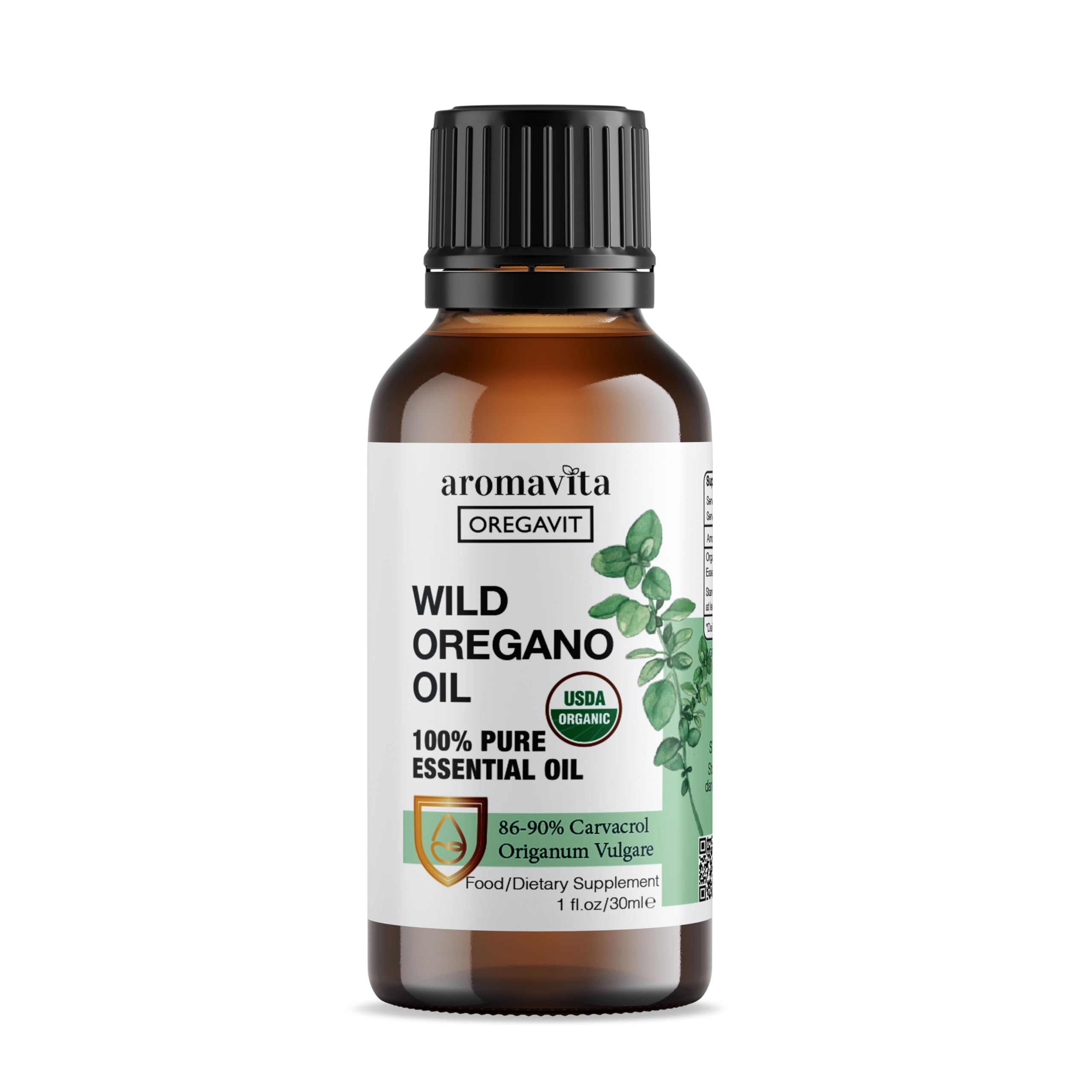 AROMAVITA Wild Oregano Oil amber bottle protects potency and freshness.