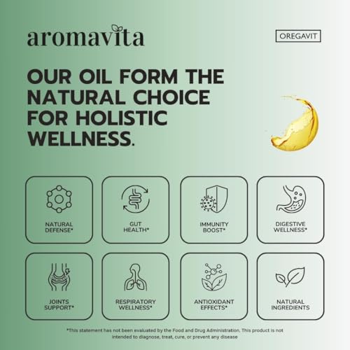 AROMAVITA Wild Oregano Oil drops shown for easy, precise dosing in daily use.