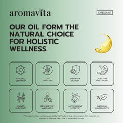AROMAVITA Wild Oregano Oil drops shown for easy, precise dosing in daily use.