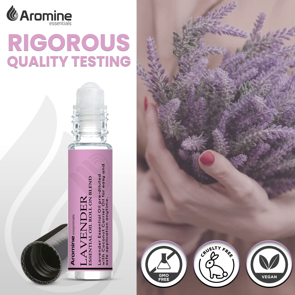 User applying Aromine Lavender Roll-On on wrist for easy use
