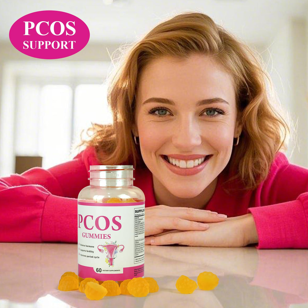 Aromlife PCOS Gummies ingredients panel with inositol and biotin.