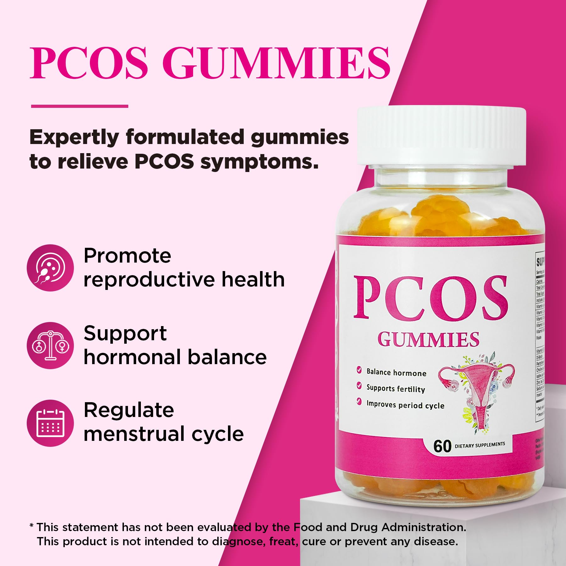 Aromlife PCOS Gummies vegan formula icon on packaging.