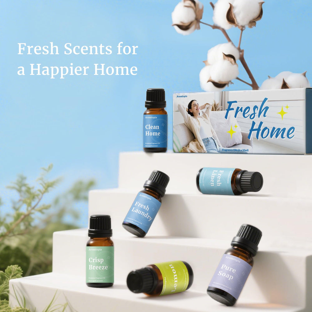 AROMTOPIA Clean Home bottle for a tidy, inviting space.