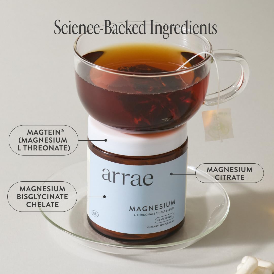 Arrae magnesium packaging displayed on shelf for easy daily use.
