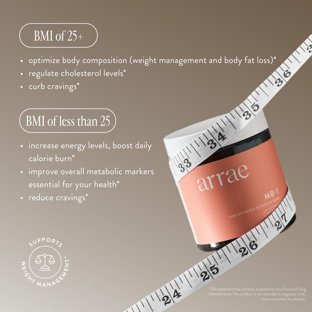 Arrae MB-1 probiotic ingredients emphasize gut balance benefits.