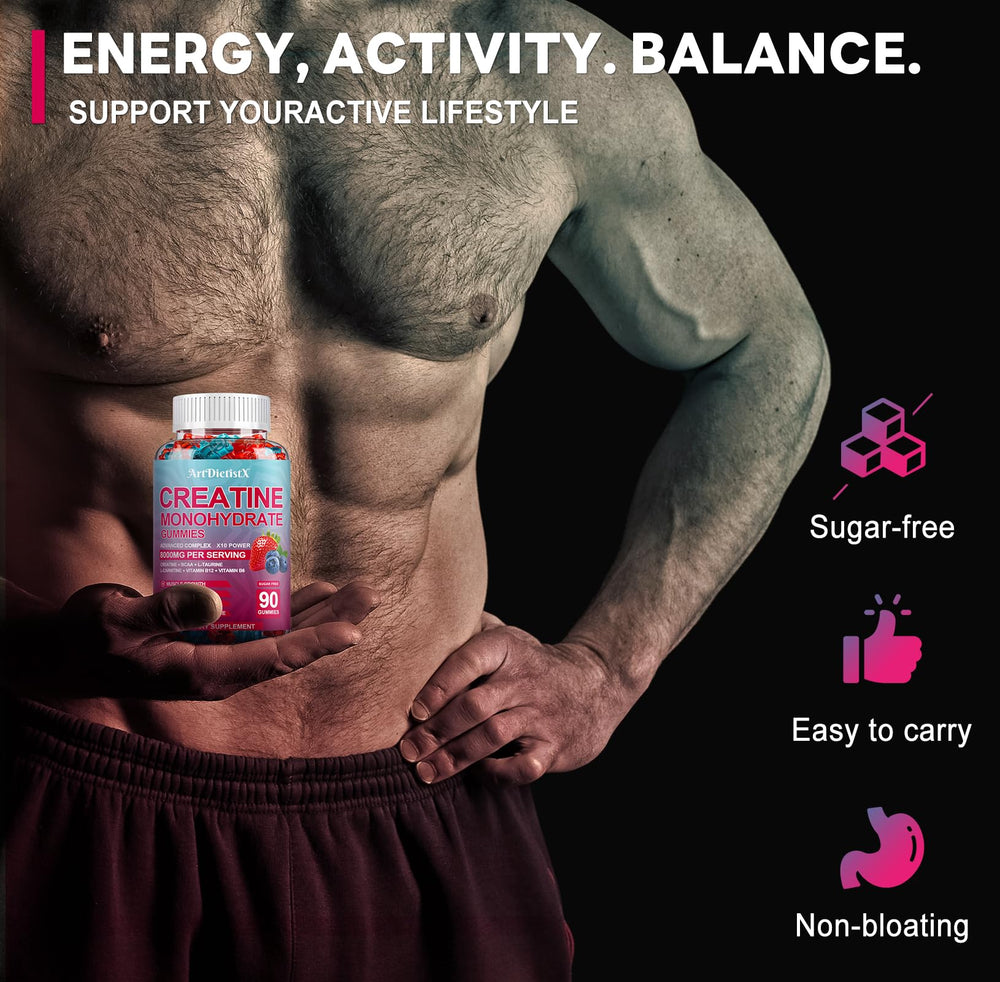 ArtDietistX creatine gummies b12-l-carnitine-taurine highlights multi-nutrient support