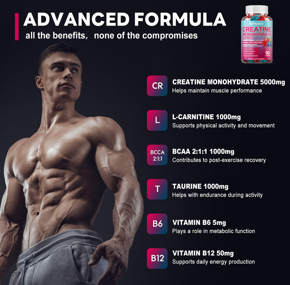 ArtDietistX creatine gummies serving-3-gummies accurate daily dose