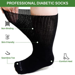 Artfasion bariatric non-binding socks closeup showing loose fit and stretch.