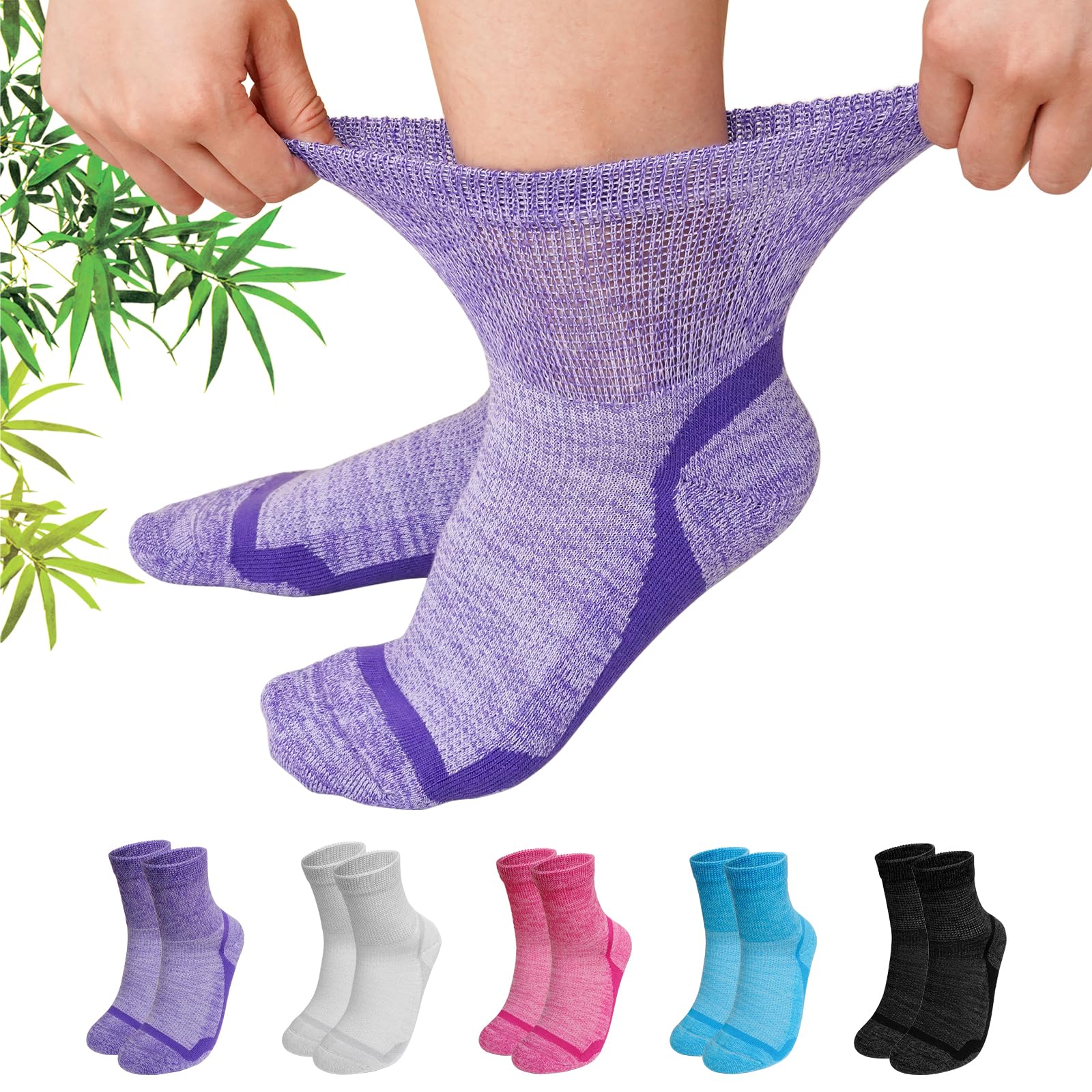 Calcetines diabéticos Artfasion de bambú viscosa, ajuste amplio para comodidad durante todo el día.
