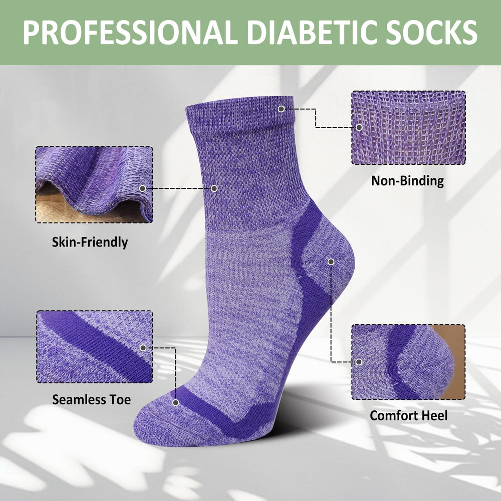 Artfasion non-binding diabetic socks with wide top reduce constriction for all-day wear.
