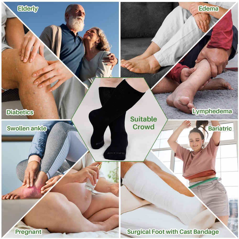 Artfasion size 9-13 diabetic socks model demonstrating universal fit and comfort.