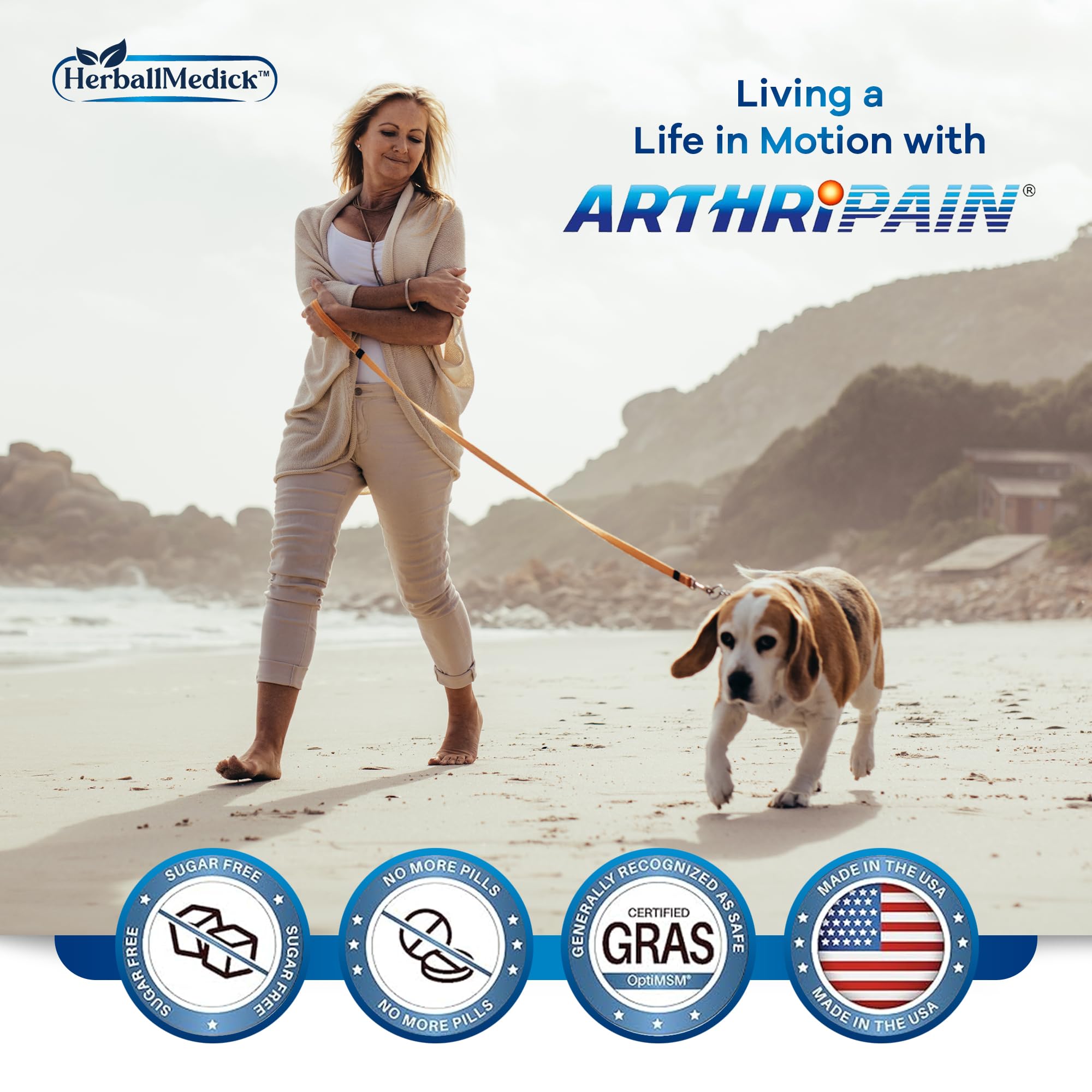 Arthripain clinically-tested Opti-MSM close-up on the bottle.