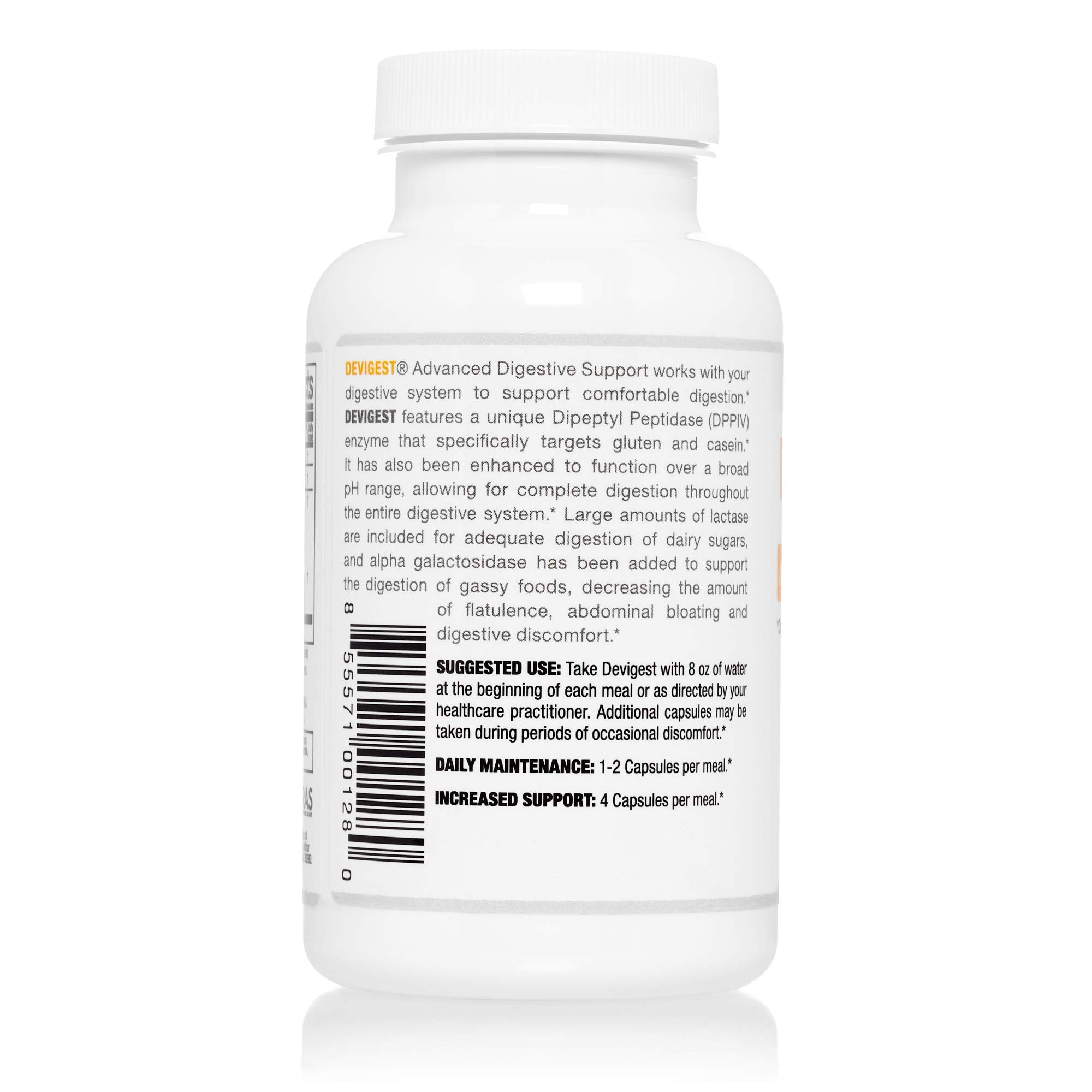 Arthur Andrew Medical Devigest ADS ingredients highlighting peptidase and alpha galactosidase