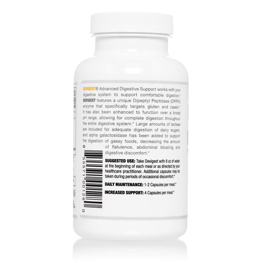 Arthur Andrew Medical Devigest ADS ingredients highlighting peptidase and alpha galactosidase