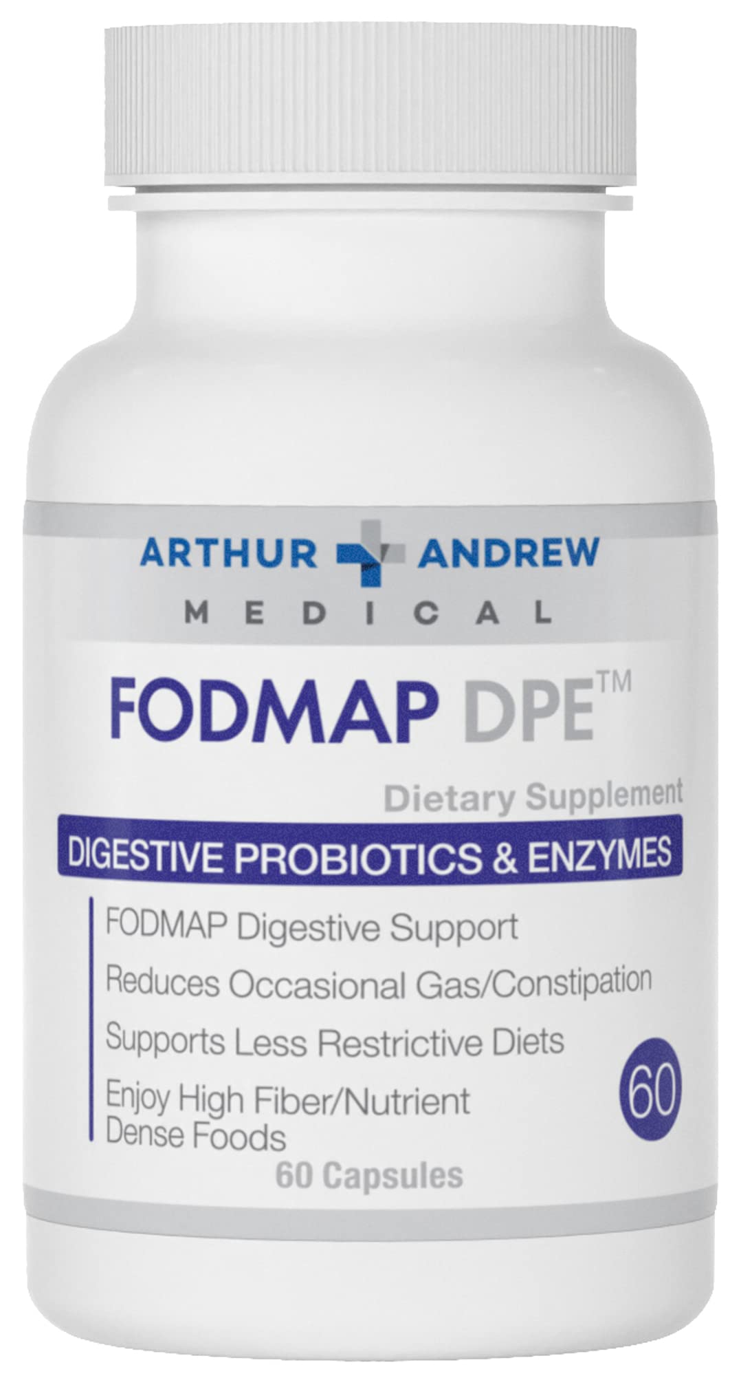 Arthur Andrew Medical FODMAP DPE bottle supports digestion with enzymes and probiotics