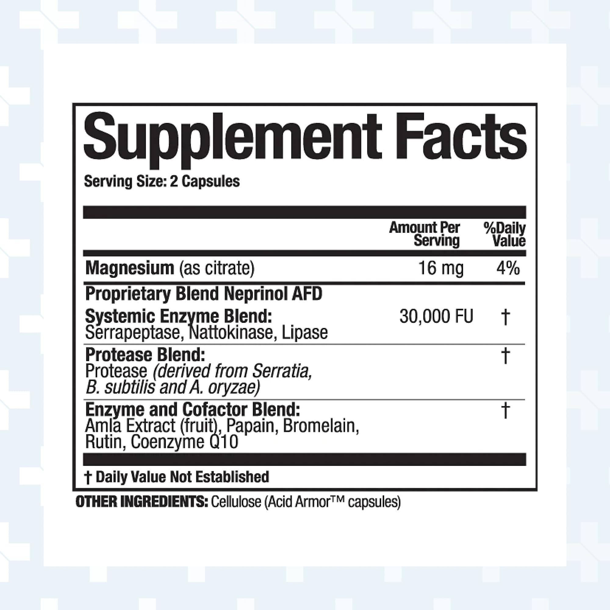 Neprinol AFD capsules close-up showing smooth vegan shells