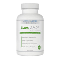 Arthur Andrew Medical Syntol bottle label highlighting 3-in-1 formula for gut balance