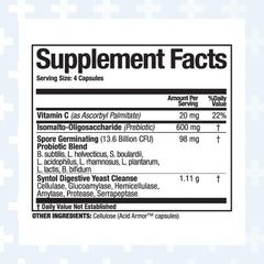 Syntol capsules close-up emphasizing probiotic and enzyme blend for gut balance.